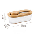 Natural wood color - stripes Elegant Glass Butter Dish with Wooden Lid & Matching Spreader - Sealed Butter Keeper for Freshness
