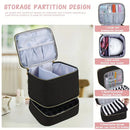 Green Professional Nail Polish Organizer Case for 30 Bottles & UV Lamp - Double-Layer Travel Storage Bag