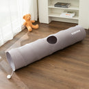 Grey Premium Soft Suede Cat Tunnel - Collapsible Play Tube with Peek-a-Boo Hole & Hanging Ball(1.2m)