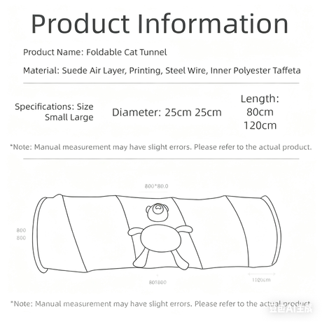 Grey Premium Soft Suede Cat Tunnel - Collapsible Play Tube with Peek-a-Boo Hole & Hanging Ball(0.8m)