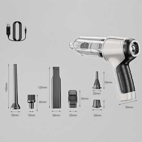 Silver-gray Multi-Functional Cordless Handheld Vacuum Cleaner - Powerful Blower & Inflator for Car and Home