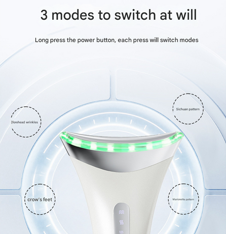 MJ-400 white Rechargeable EMS Facial & Neck Sculpting Device - 3-in-1 LED Light Therapy Massager(Seven Colors)