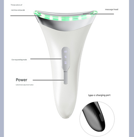 MJ-400 Black Rechargeable EMS Facial & Neck Sculpting Device - 3-in-1 LED Light Therapy Massager(Three colors)