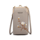 Grey Chic Embroidered Crossbody Phone Wallet - All-in-One Purse with Kiss-Lock Clasp