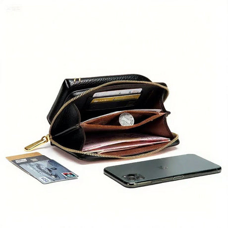 Blue Chic Embroidered Crossbody Phone Wallet - All-in-One Purse with Kiss-Lock Clasp