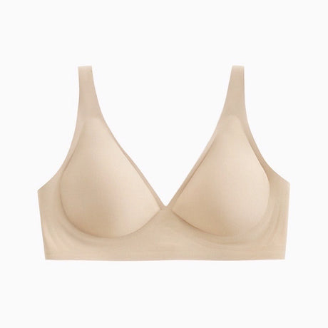 Light skin tone Women's Seamless Wireless Comfort Bra - Flexible Gel Support Deep V T-Shirt Bra(Size: L)
