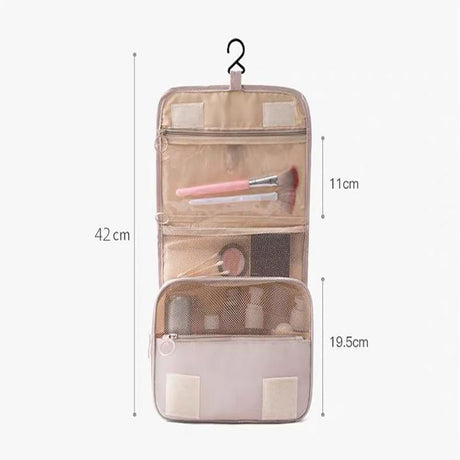 Black Portable Hanging Travel Toiletry Bag - Large Capacity Cosmetic & Wash Organizer with Sturdy Hook