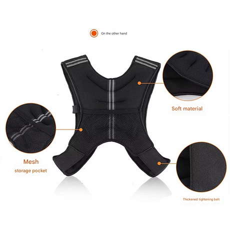 Black Gym Partner Weighted Vest - Adjustable & Reflective for Running, Training & Strength Building(10KG)