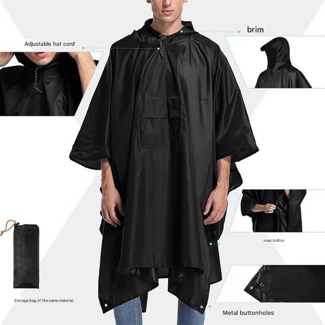 Blue 3-in-1 Multifunctional Outdoor Rain Poncho - Ground Mat & Shelter - Lightweight & Waterproof for Hiking & Camping