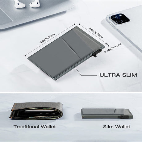 Black Ultra-Slim RFID Blocking Pop-Up Wallet - Automatic Card Holder with Metal Case & Secure Screw Base