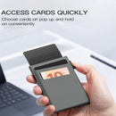 Grey Ultra-Slim RFID Blocking Pop-Up Wallet - Automatic Card Holder with Metal Case & Secure Screw Base