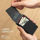 Blue Ultra-Slim RFID Blocking Pop-Up Wallet - Automatic Card Holder with Metal Case & Secure Screw Base