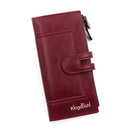 Red Women's Stylish Long Wallet - Multi-Card Slot PU Leather Clutch with Phone Pocket & Coin Zipper