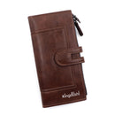 Dark brown Women's Stylish Long Wallet - Multi-Card Slot PU Leather Clutch with Phone Pocket & Coin Zipper