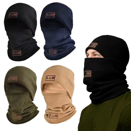 Khaki Outdoor Thermal Fleece Balaclava - Windproof Cycling Hat & Neck Warmer for Winter Sports - Thickened Cold Weather Face Mask Hood