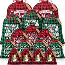 Brown Christmas Gift Drawstring Bags Set - Festive Burlap Style Pouches for Candy & Apples - Holiday Decoration - 10 Pcs