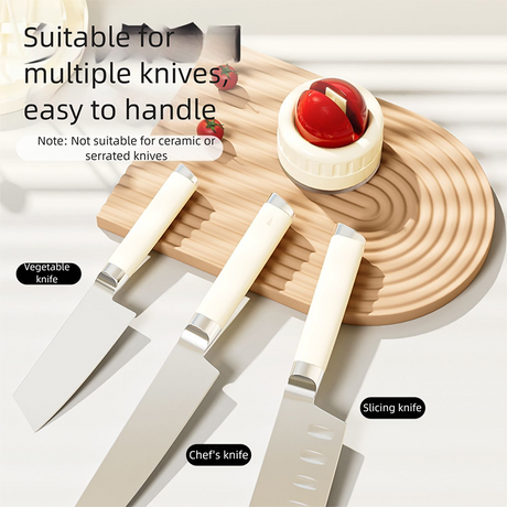 4 Pcs Black Powerful Suction Kitchen Knife Sharpener - Tungsten Steel Fast Sharpening Tool for Household Knives & Scissors