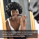 Khaki Luxury Double Layer Satin Bonnet with Bow Tie - Large Hair Protection Sleep Cap for All Hair Types