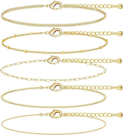 A golden six-piece set Chic Multi-Layered Alloy Bracelet Set - Fashionable Stackable Jewelry