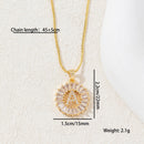 Sparkling Cubic Zirconia Initial Letter Necklace Set - Gold Plated Two-Piece Design(D)