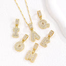 Sparkling Cubic Zirconia Initial Letter Necklace Set - Gold Plated Two-Piece Design(D)