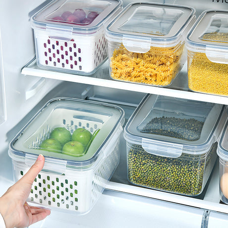 Blue Food-Grade Refrigerator Storage Container Set – Ventilated, Leak-Proof & Microwave-Safe Produce Keeper for Fruits, Vegetables & Meat (3-Piece Set)