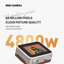 White Retro Mini Digital Camera Keychain - 48MP Portable Pocket Camcorder with 1080p HD Video