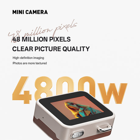 White Retro Mini Digital Camera Keychain - 48MP Portable Pocket Camcorder with 1080p HD Video