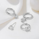 Three-piece set Gold Delicate CZ Earring Stacking Set - Huggie Hoops & Studs for Multiple Piercings