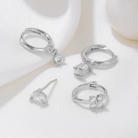 Three-piece set Gold Delicate CZ Earring Stacking Set - Huggie Hoops & Studs for Multiple Piercings