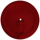 Red Luxury Knit Christmas Tree Skirt with Cable-Knit Border - Rustic Holiday Decor(92cm)