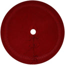 Red Luxury Knit Christmas Tree Skirt with Cable-Knit Border - Rustic Holiday Decor(122cm)