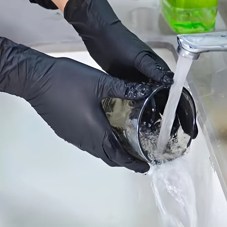 50 Pairs  Black Premium Disposable Nitrile Gloves - Powder-Free, Latex-Free & High-Elasticity for Multi-Purpose Use(L)