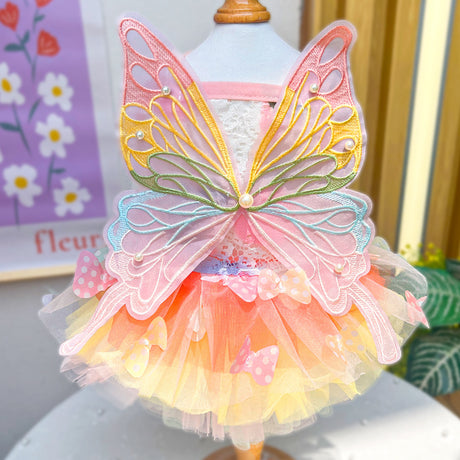 Butterfly Tutu Dress for Dogs & Cats - Summer Pet Princess Gown with Lace Wings and Layered Tulle Skirt(2XL)