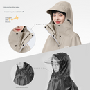 Black Long Full-Body Waterproof Raincoat for Electric Scooters & Motorcycles - Men's and Women's Riding Poncho with Adjustable Hood and Sleeve Design(2XL)