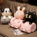 Plush 2-in-1 Pillow Blanket - Adorable Design for Cozy Comfort(Grey Cat)