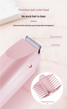 Dual-Head Electric Hair Trimmer - IPX7 Waterproof Body Groomer with Type-C Charging(Beige)