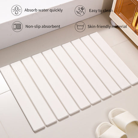 Collapsible Diatom Mud Bath Mat - Quick Dry, Non-Slip, Odor-Free Absorbent Pad(dark grey)