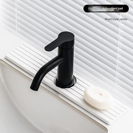 Diatom Mud Faucet Splash Guard & Absorbent Mat - Quick Dry, Non-Slip Sink Organizer(white)