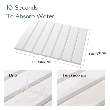Folding Diatomaceous Earth Countertop Drain Mat - Quick Dry, Non-Slip & Easy Clean Absorbent Pad(white)