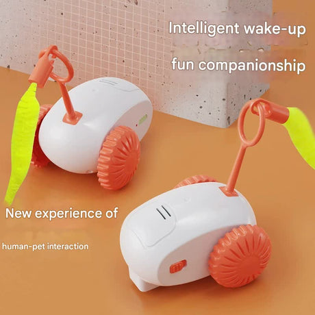 Interactive Smart Cat Toy Car - Automatic Obstacle Avoidance, Feather Tail, USB Rechargeable(gray)