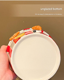 Charming Striped Ceramic Instant Noodle Bowl with 3D Accents & Happy every day!" Message(red)"