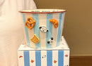 Charming Striped Ceramic Instant Noodle Bowl with 3D Accents & Happy every day!" Message(blue)"