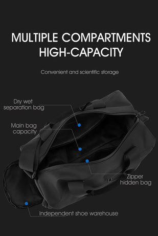 Large Capacity Travel Duffel Bag with Shoe Compartment & Wet Pocket - Multi-Purpose Gym & Weekend Bag(Grey)