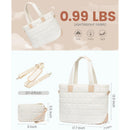 Lightweight Quilted Tote Bag for Women - Fits 15.6 Laptop Water-Resistant with Clutch & Luggage Strap(Khaki)"