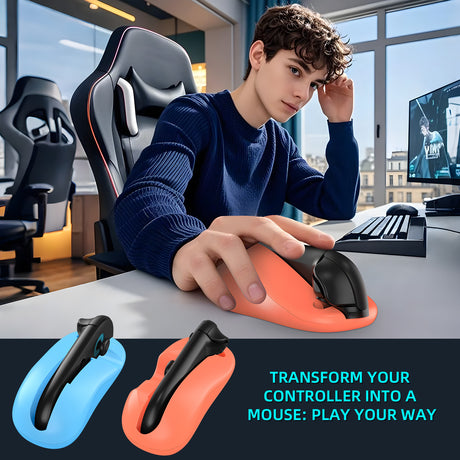 Ergonomic Mouse Grip for Nintendo Switch Joy-Con - 2-Pack Controller Holder (black)