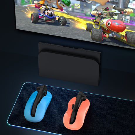 Ergonomic Mouse Grip for Nintendo Switch Joy-Con - 2-Pack Controller Holder (Orange Blue)