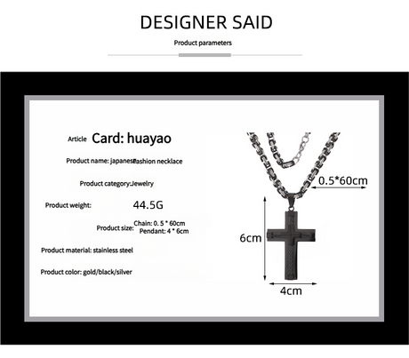 Men's Stainless Steel Layered Cross Pendant with Byzantine Chain - Fashion Statement Necklace(silver)