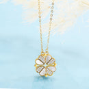 S925 Sterling Silver 2-in-1 Magnetic Convertible Clover to Hearts Pendant Necklace(Platinum)