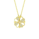 S925 Sterling Silver 2-in-1 Magnetic Convertible Clover to Hearts Pendant Necklace(Platinum)